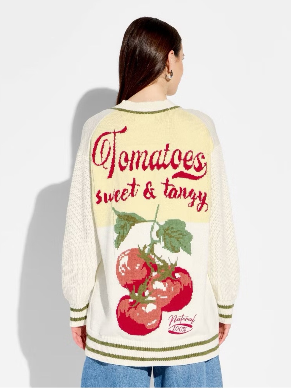 33 Degrees Cream & Red Tomato Graphic Cardigan